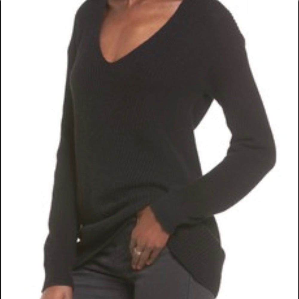 BP V-Neck Pullover Knit Sweater Black XXS NWT Casual Lightweight Longline